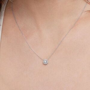 Brilliant Earth 18k White Gold Diamond Halo Pendant Necklace (2/5 Carat Diamond)